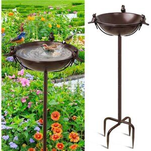 Freestanding Birdbaths Bowl Outdoor, Standing Garden Bird Bath Feeder Bowl with